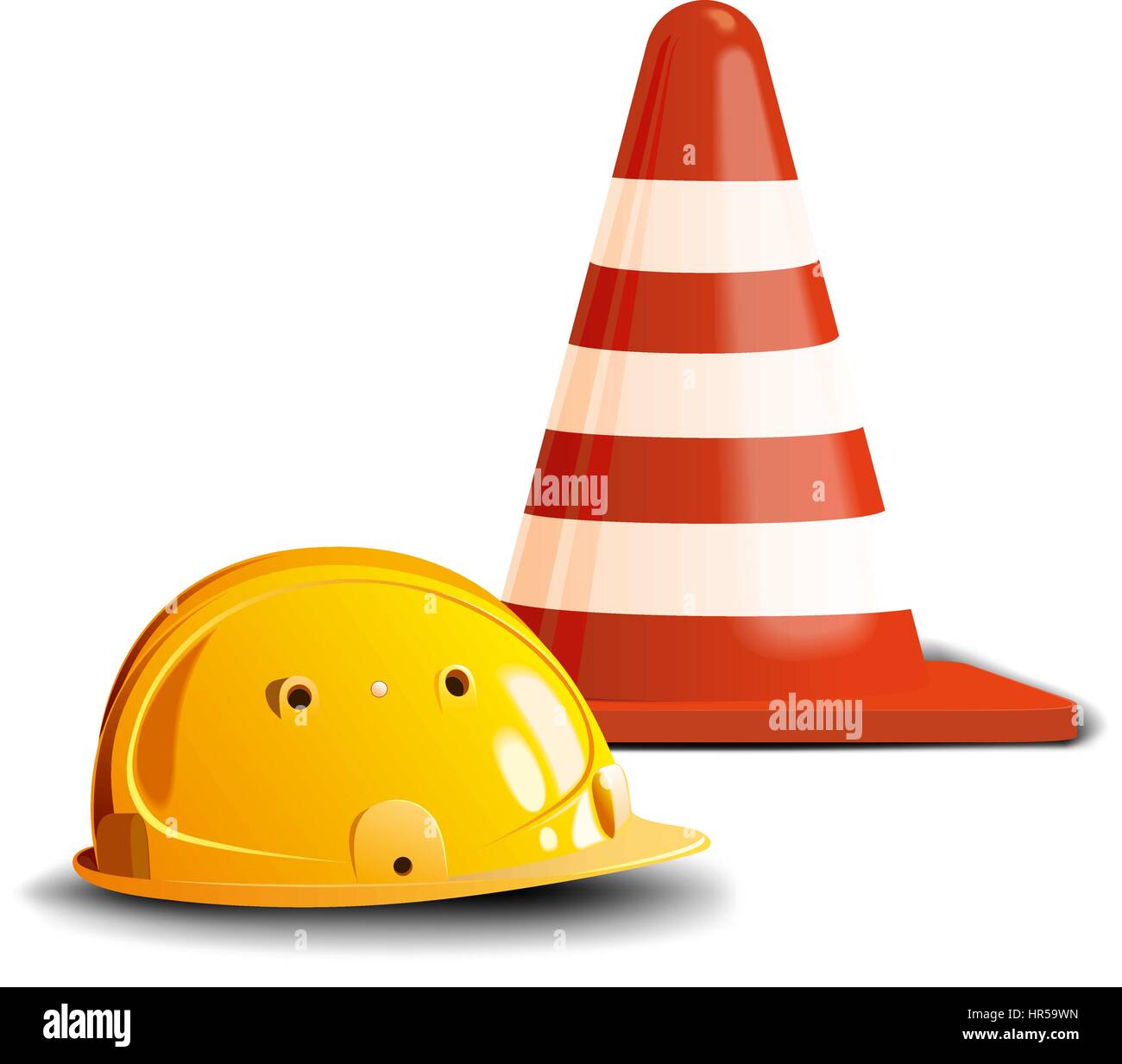 Road cone et helm Illustration de Vecteur