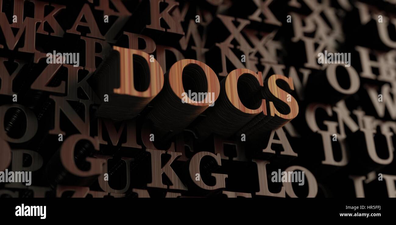 Docs - Lettres de rendu 3D/message. Peut être utilisé pour une bannière en ligne ou d'une carte postale. Banque D'Images