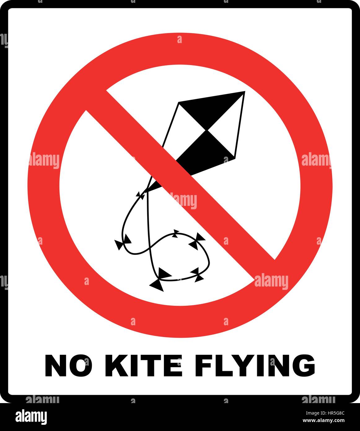 Aucun signe de cerf-volant. Vector illustration. Interdiction d'avertissement bannière avec cercle rouge isolé sur blanc. Illustration de Vecteur