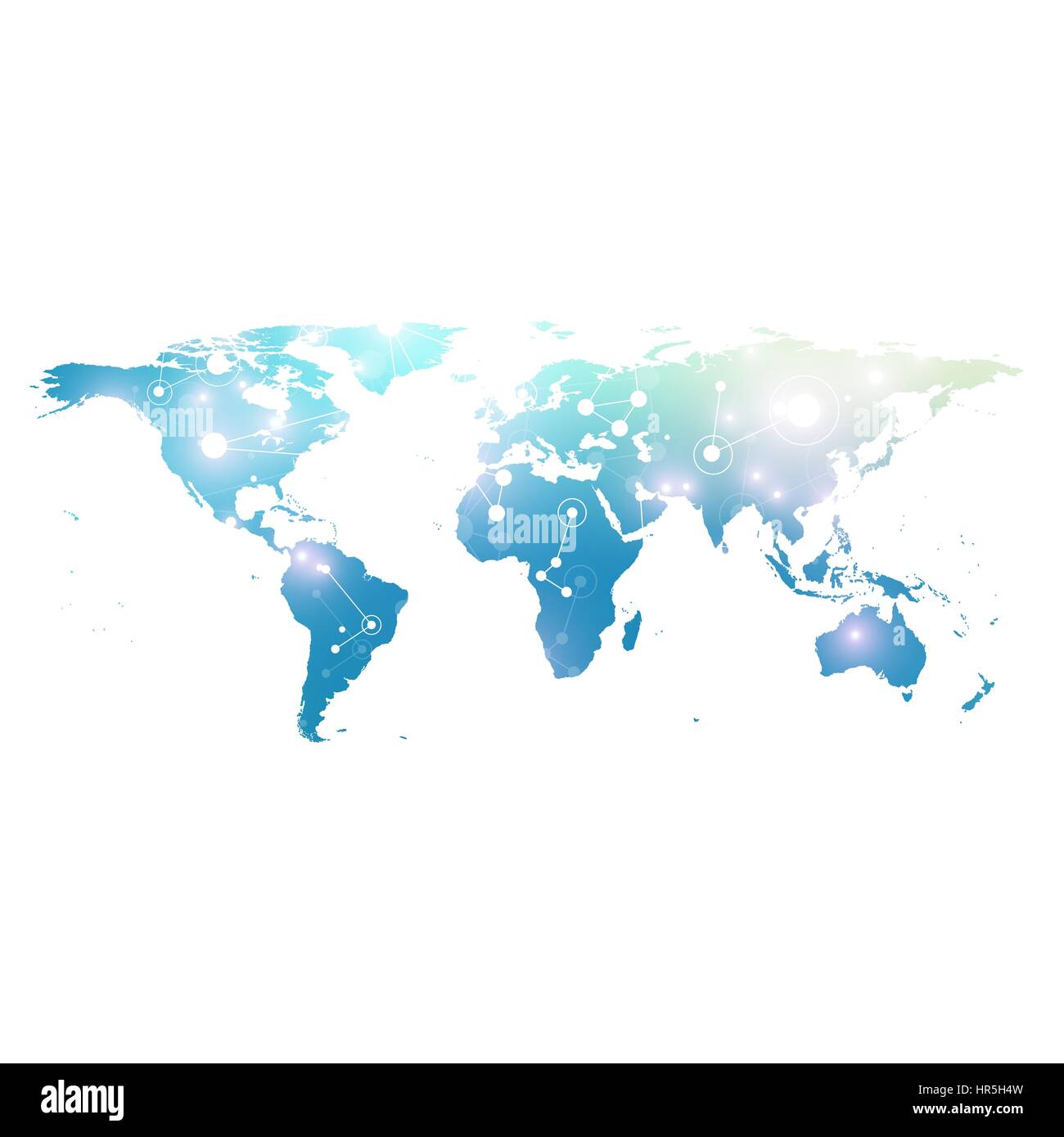 Carte du monde avec la mise en réseau mondial de technologie concept. La visualisation de données numériques. Plexus lignes. Contexte Big Data communication. Vector illustration scientifique. Illustration de Vecteur