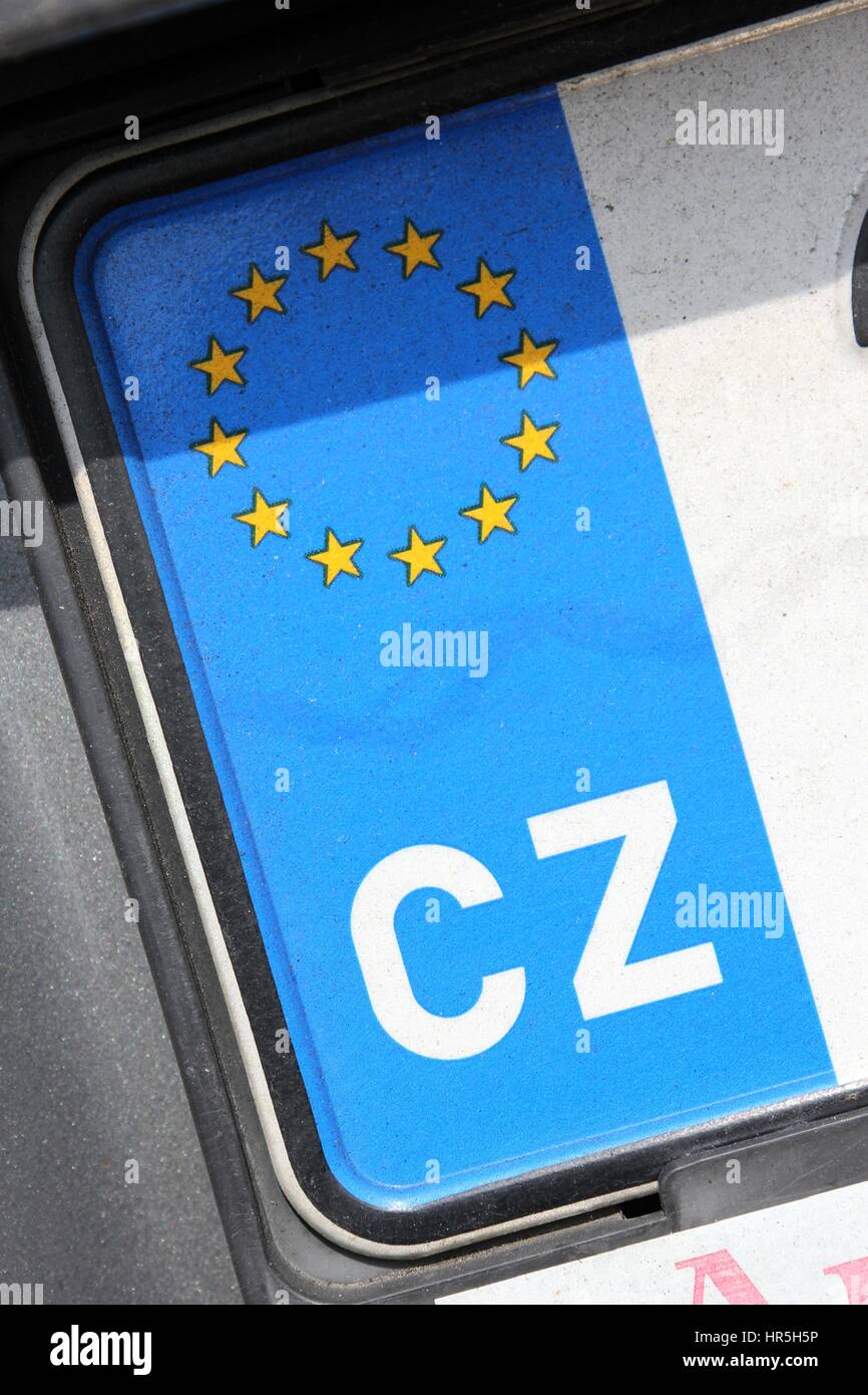 Pays de l'UE identifiant de la plaque d'immatriculation de voiture : République Tchèque Banque D'Images