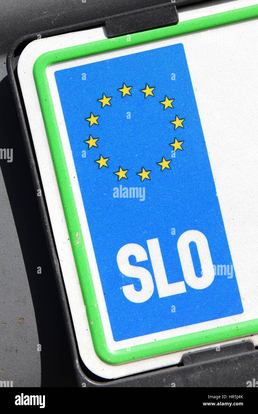 Pays de l'UE identifiant de la plaque d'immatriculation de voiture : Slovénie Banque D'Images