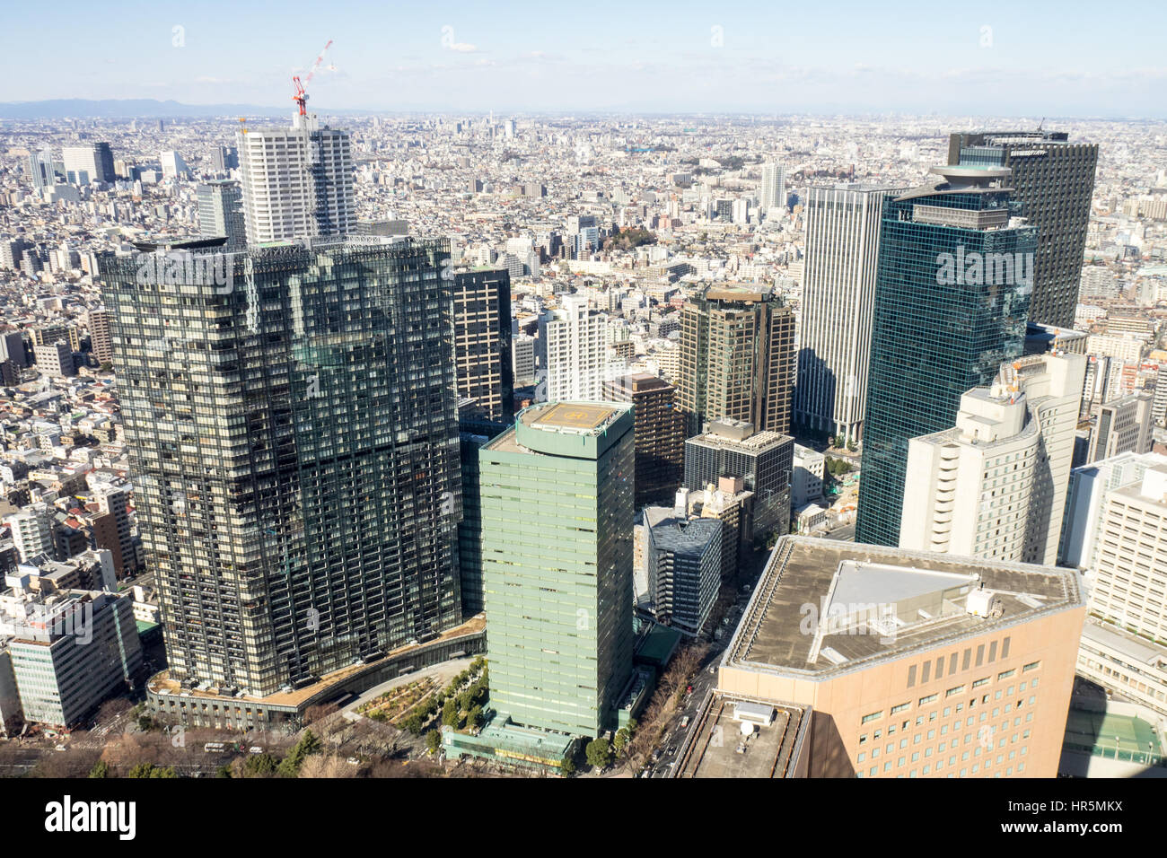 Vue panoramique de la métropole de Tokyo à partir de la plate-forme d'observation de la tour nord du Tokyo Metropolitan Government Building complexe dans Shinjuku. Banque D'Images