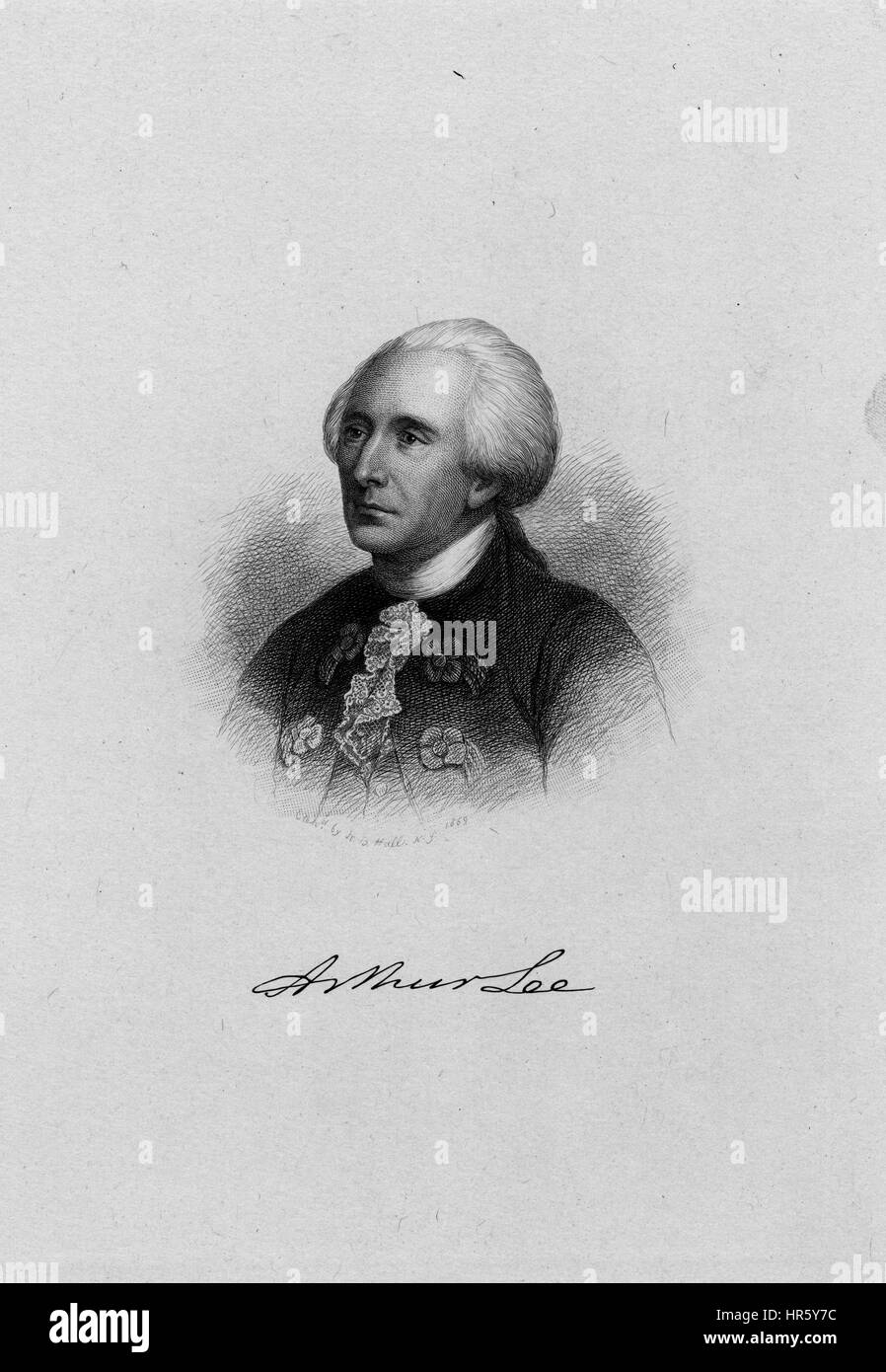 Jusqu'à l'épaule de gravure Arthur Lee, un diplomate américain au cours de la guerre révolutionnaire, 1869. À partir de la Bibliothèque publique de New York. Banque D'Images