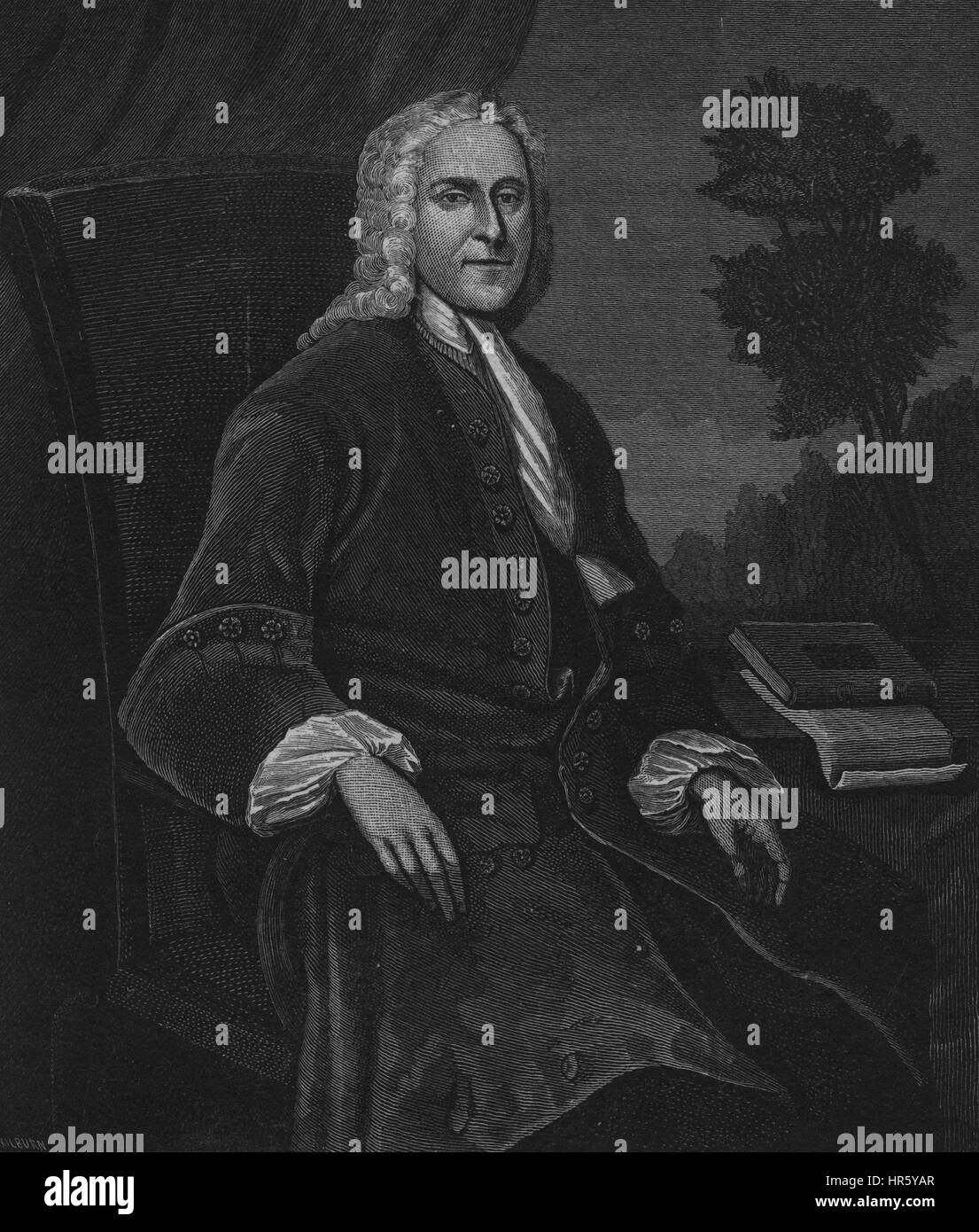 Portrait de Thomas Cushing hautement politique, avocat de Boston, Massachusetts, qui a représenté l'État au Congrès continental, 1774. À partir de la Bibliothèque publique de New York. Banque D'Images