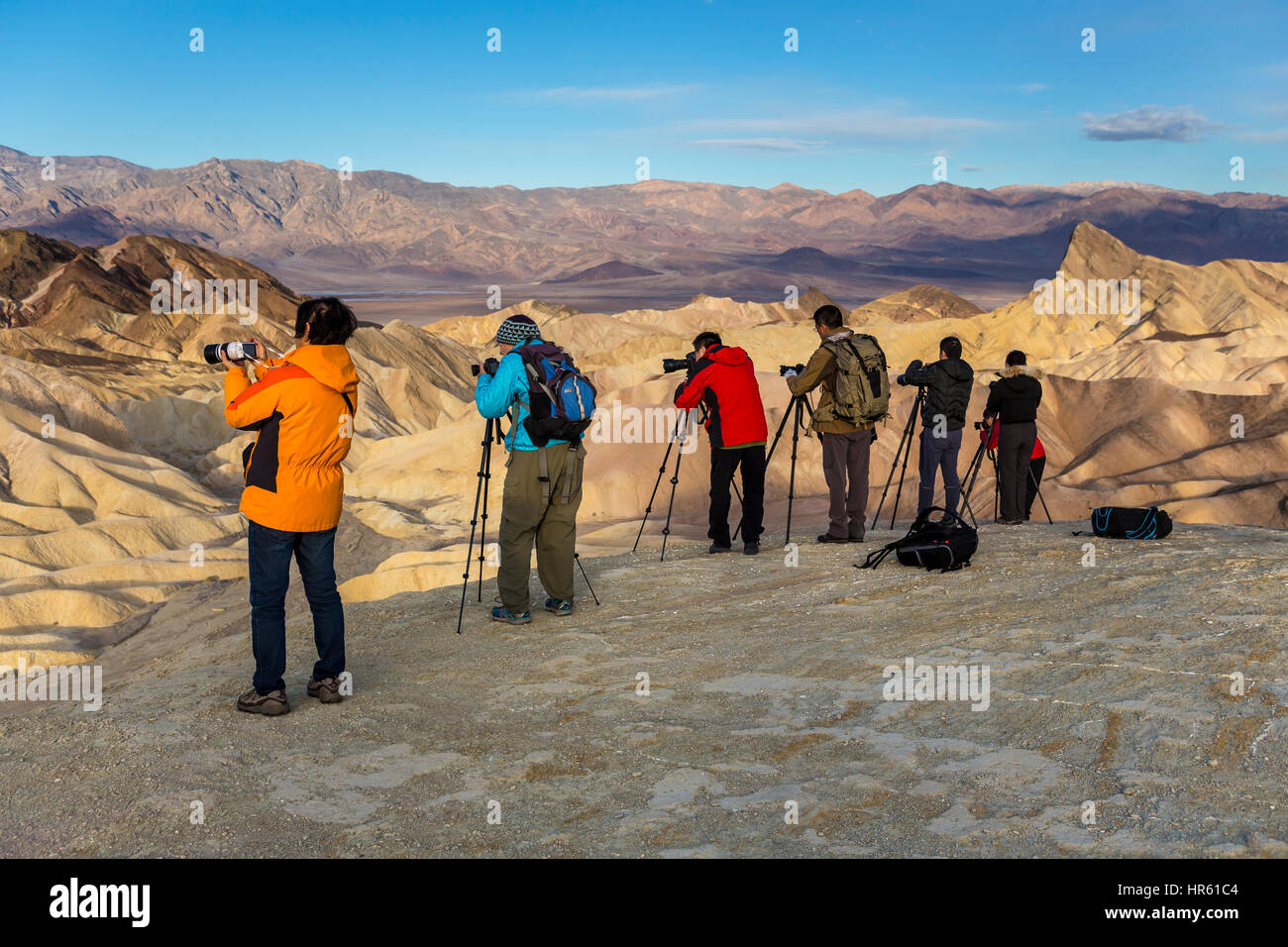Les photographes, les touristes, Zabriskie Point Zabriskie point, Death Valley National Park, Death Valley, California, United States, Amérique du Nord Banque D'Images