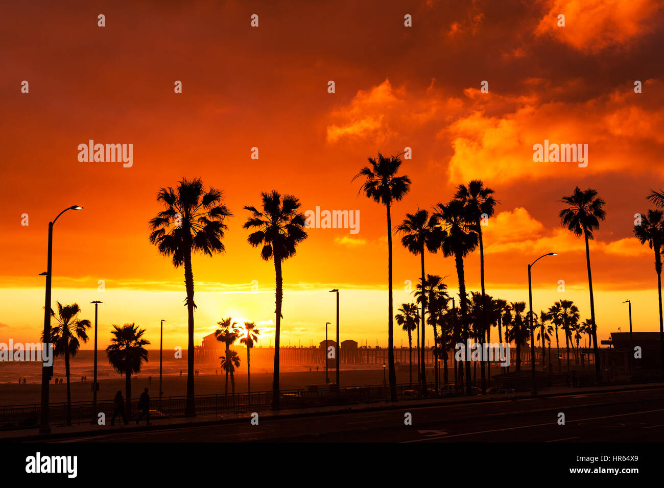 Huntington Beach, California Sunset Banque D'Images