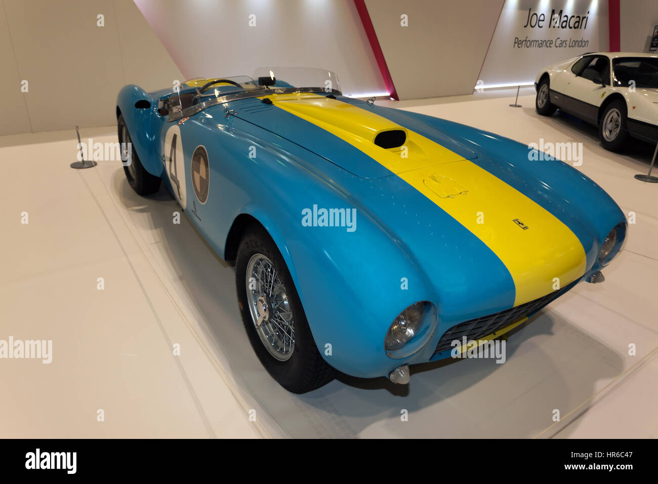 Une bonne Ferrari 375 MM Spyder PF, à l'affiche dans la collection Hommage Ferrari, organisée par Joe Macari, au London 2017 Classic Car Show Banque D'Images