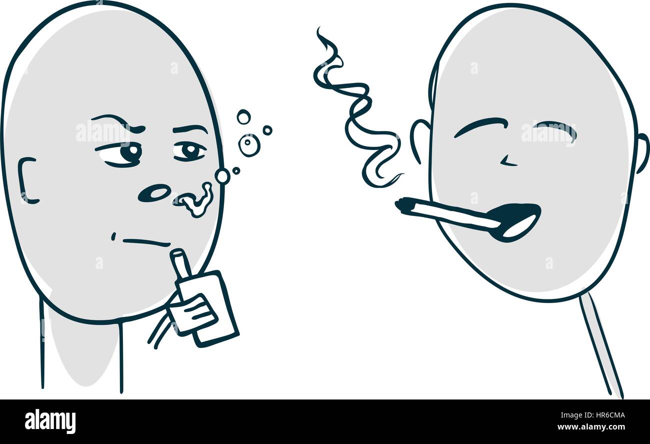 Fumeur et viper a rencontré en face-à-face. Style croquis Illustration Illustration de Vecteur
