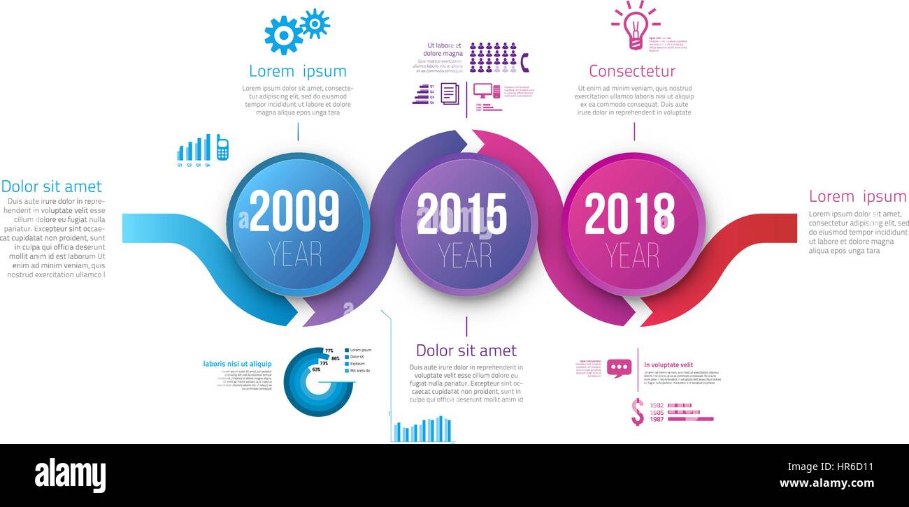 Étapes du processus de tableaux, avec des infographies Illustration de Vecteur