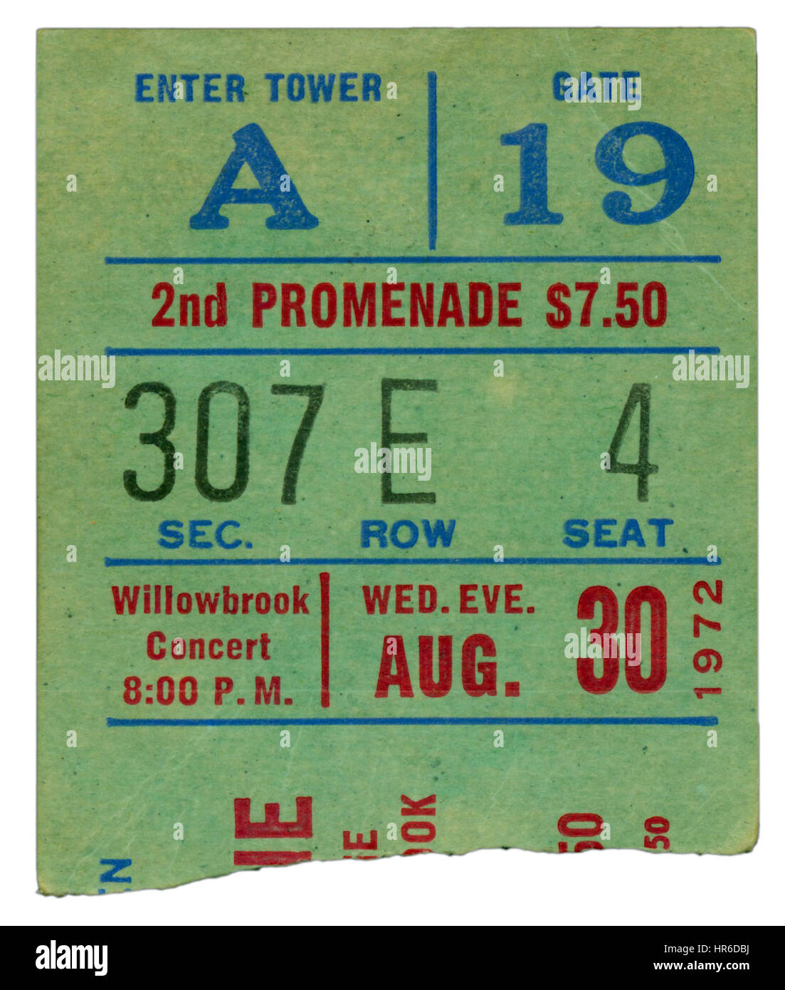 Talon de billet de John Lennon, Yoko Ono effectuant au Madison Square Garden de New York pour la campagne de financement de l'hôpital de Willowbrook le 30 août, 1972 Banque D'Images