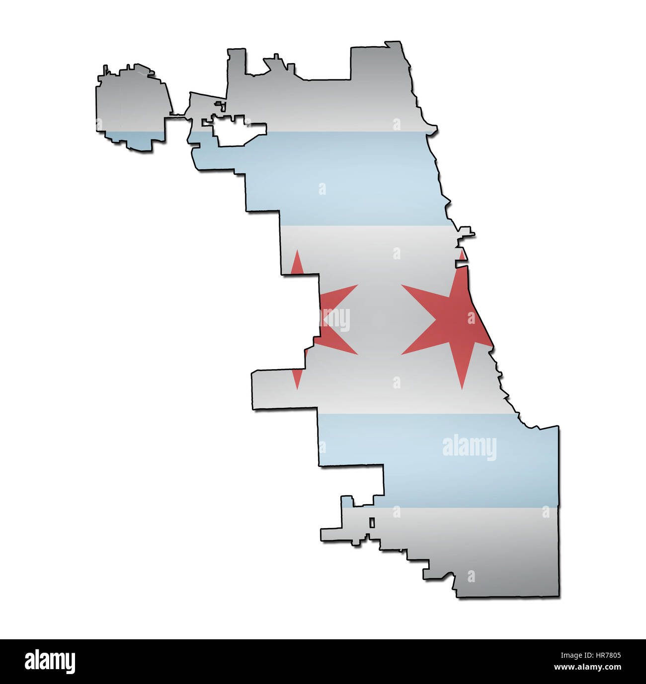 Old vintage Carte de territoire avec drapeau de Chicago Banque D'Images
