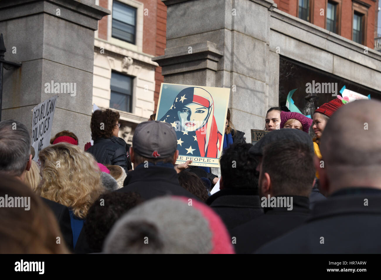 Boston Women's March for America 2017 Banque D'Images