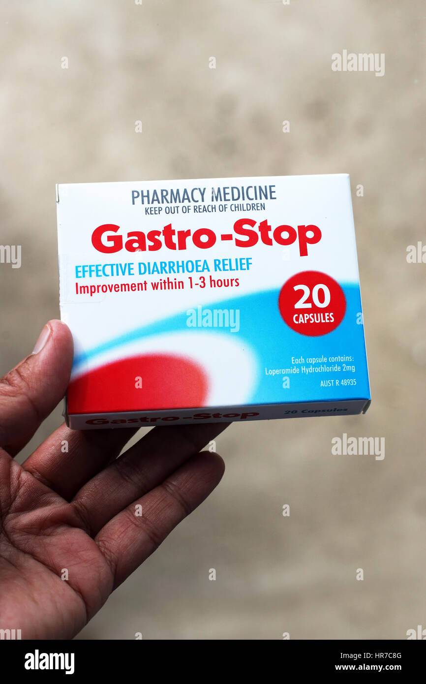 Stop Gastro comprimés dans l'emballage boîte Banque D'Images