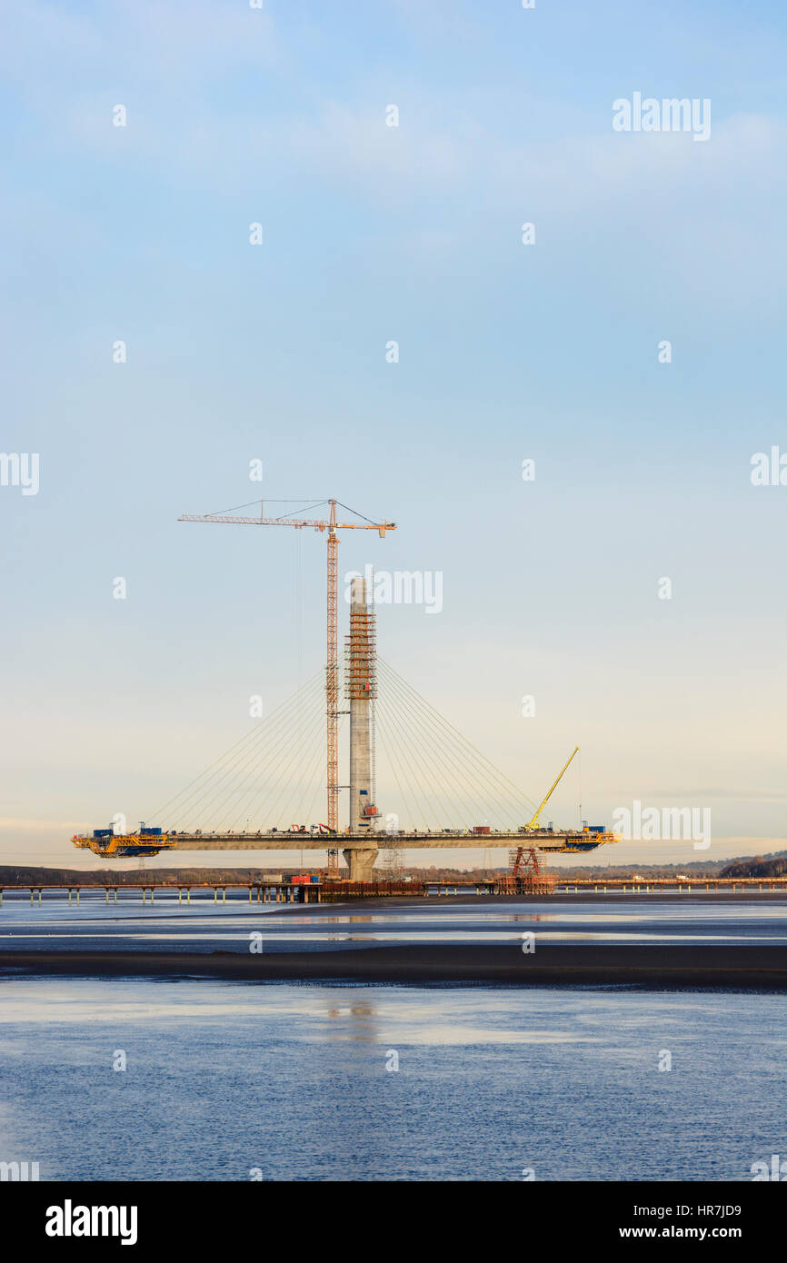 Construction de nouveaux Runcorn Widnes Pont sur la rivière Mersey. Le Mersey Gateway Projet de construction. Banque D'Images