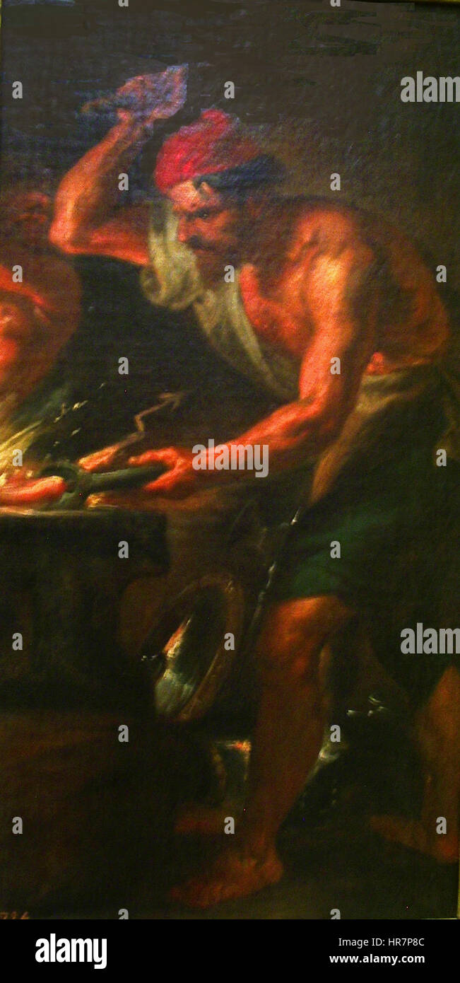 'Vulcano' de Ximenez Maza capture une éruption volcanique spectaculaire, soulignant la puissance brute de la nature. L'œuvre d'art dépeint la force de l'éruption, la fumée et le paysage ardent, en utilisant des couleurs vives pour transmettre la beauté destructrice et impressionnante d'un événement volcanique. Banque D'Images