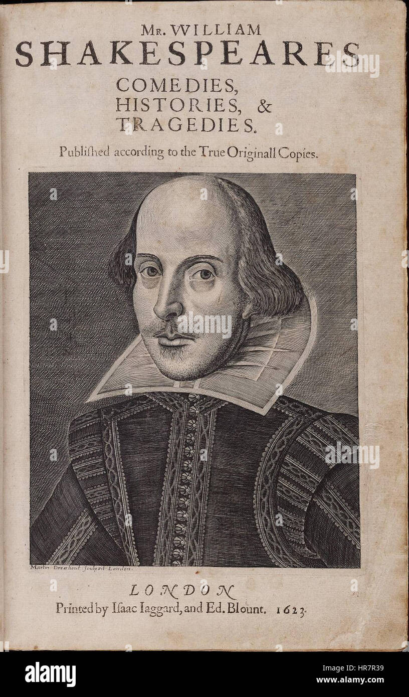 Page de titre William Shakespeare's First Folio 1623 Banque D'Images