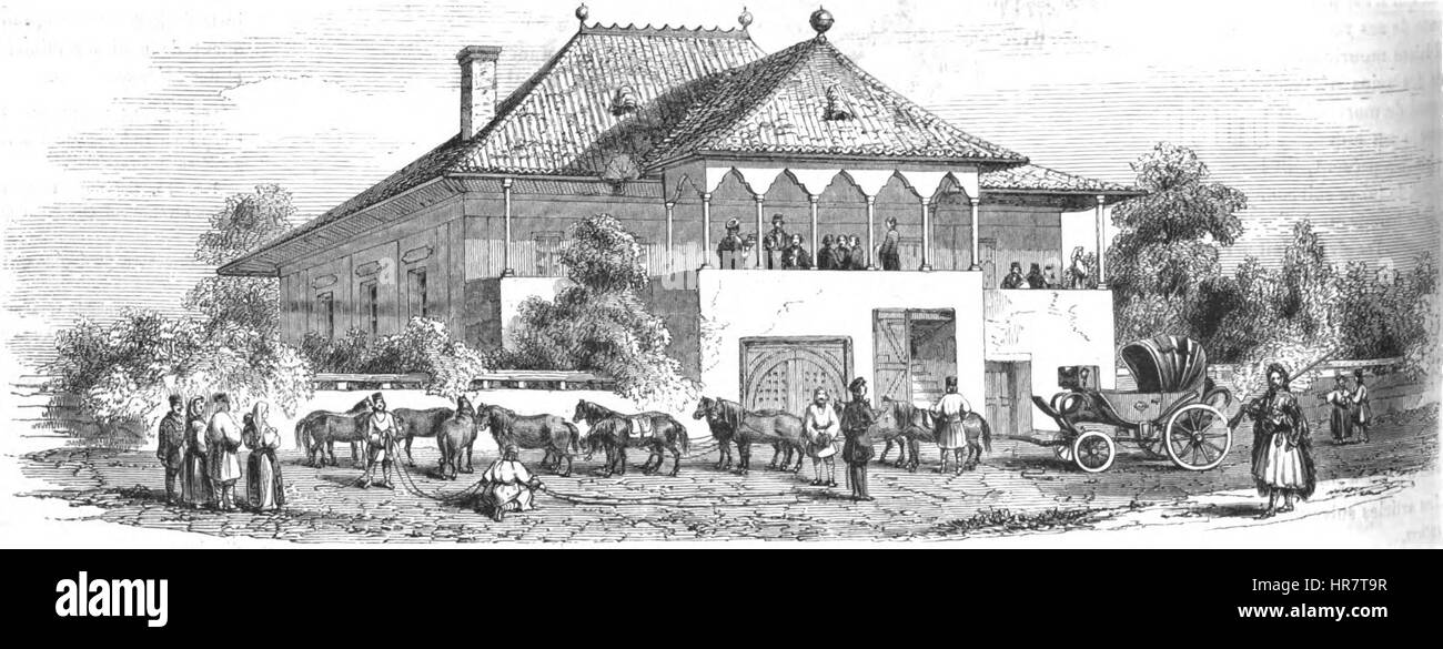 Relais de poste à l'onu en Moldo-Valachie Banque D'Images