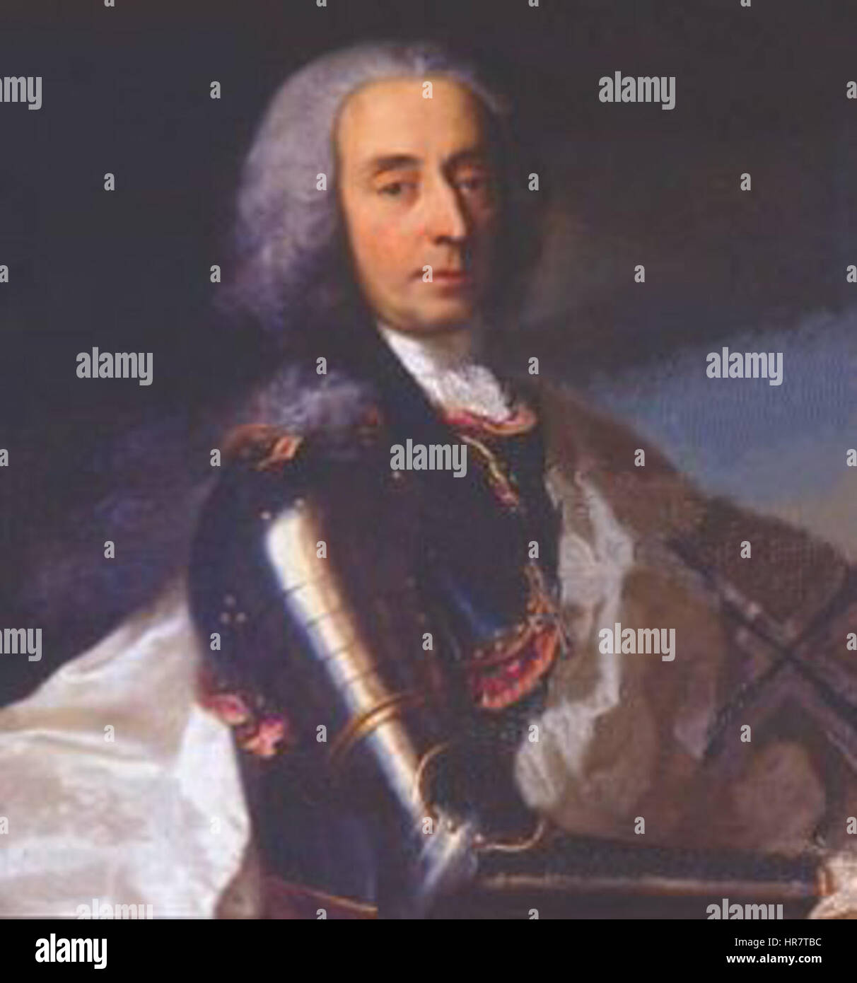 Portrait d'Unico Wilhelm van Wassenaer, un noble néerlandais, par George Desmarées, un peintre suédois, XVIIIe siècle. Banque D'Images