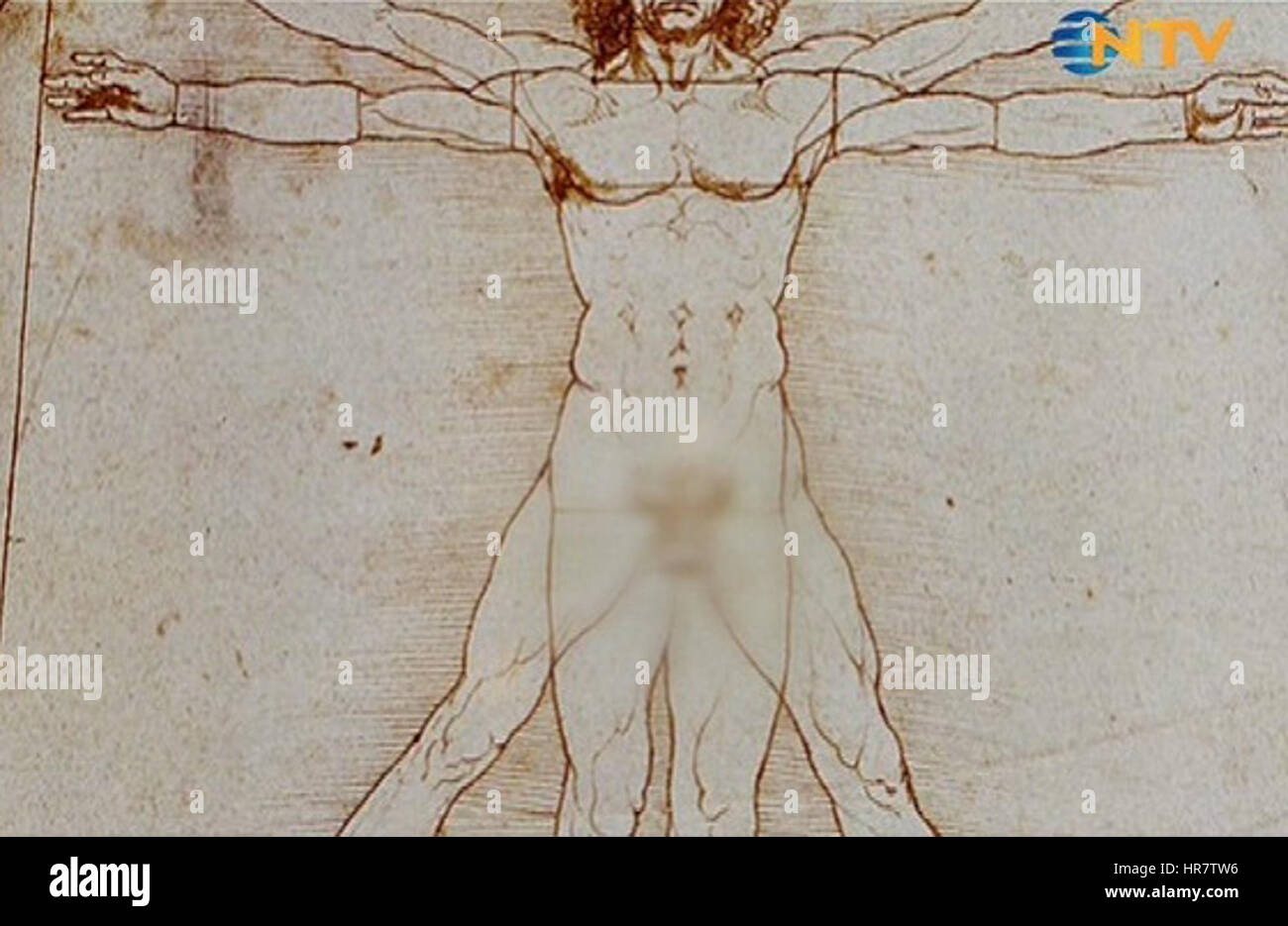 Homme de Vitruve par Leonardo da Vinci censuré Banque D'Images