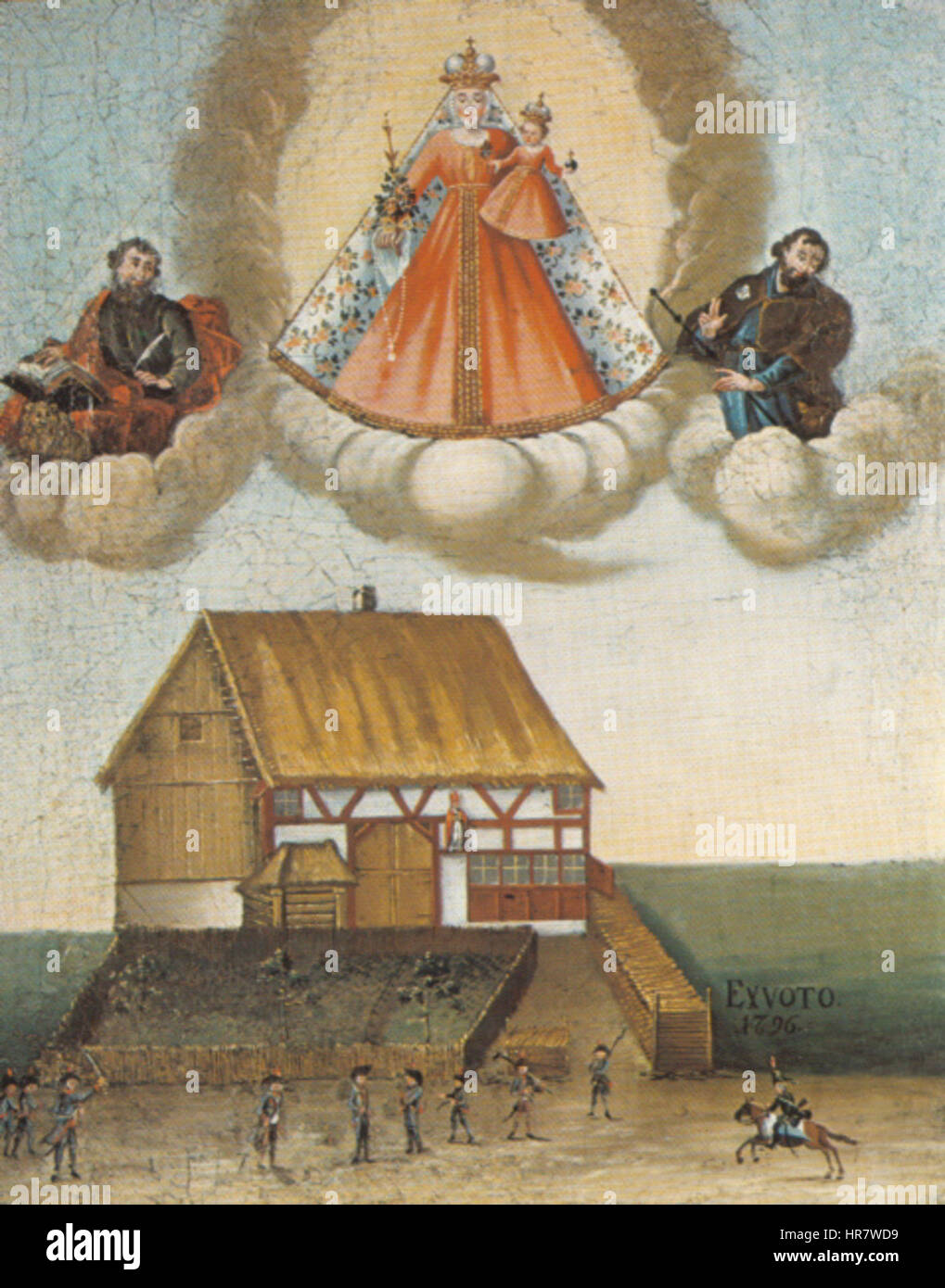 'Votivbild Taiserdorf' (1796) est une peinture votive représentant une offrande religieuse. La pièce reflète la dévotion et le style artistique de la fin du XVIIIe siècle, mettant en valeur des détails complexes dans la représentation des saints et des figures religieuses. Banque D'Images