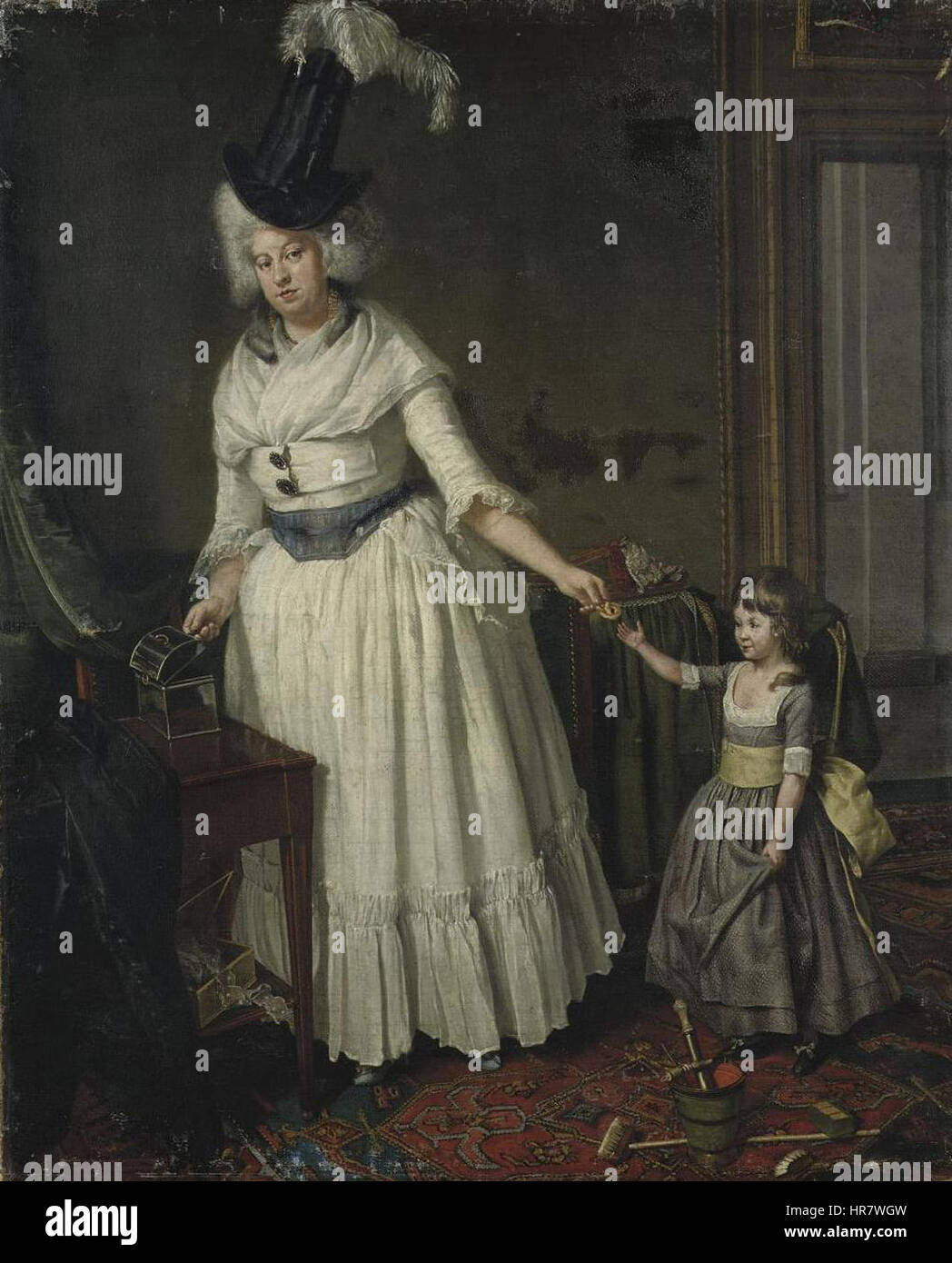 Maria Kops, épouse de Jan van Walré, avec leur fille Catharina Hillegonda, qui épousa plus tard Johannes Enschedé III, dans un portrait par Wybrand Hendriks, peintre néerlandais, 1787. Banque D'Images