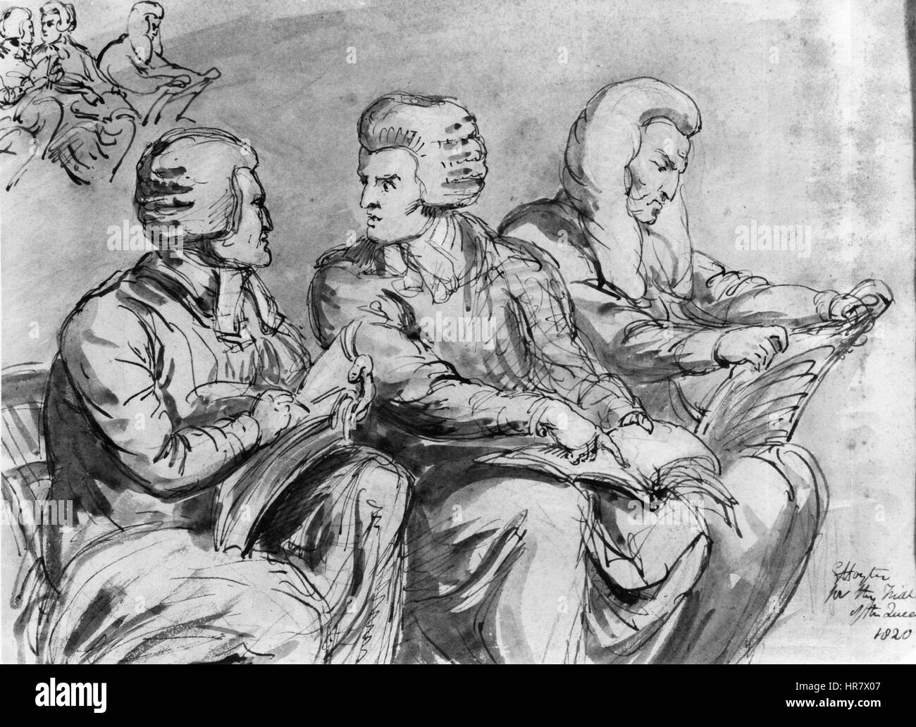 Ce portrait de Sir George Hayter représente William Adams, James Parke, 1er baron Wensleydale, et Sir Christopher Robinson. Il met en valeur l'importance des figures dans la société britannique au XIXe siècle. Banque D'Images