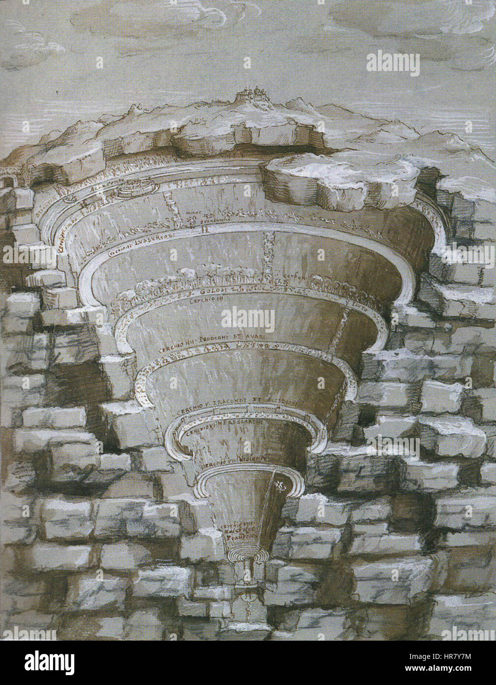 Inferno Stradano, Carte de l'ensemble de l'enfer Banque D'Images