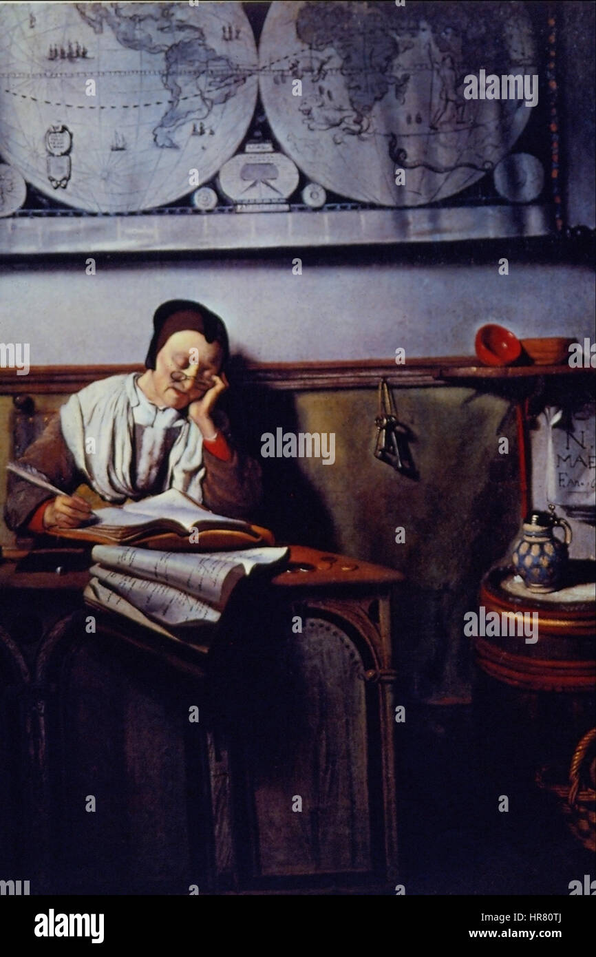 La gouvernante - Nicolaes MAES Banque D'Images