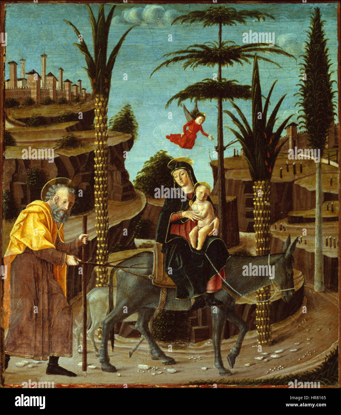 La Fuite en Égypte c. 1485 Bernardino Butinone Banque D'Images