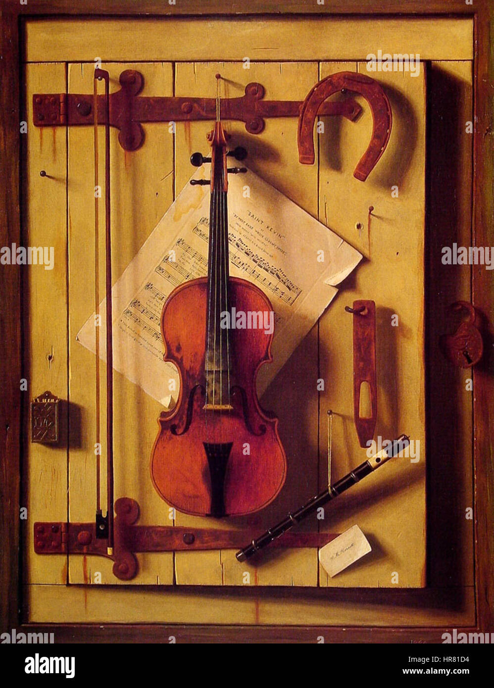 William Michael Harnett Still Life et la musique de violon Banque D'Images