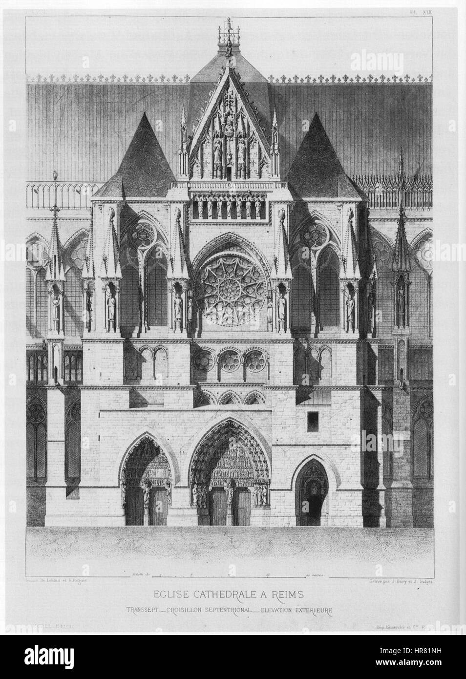 Sulpis façade nef nord la cathédrale de Reims Banque D'Images
