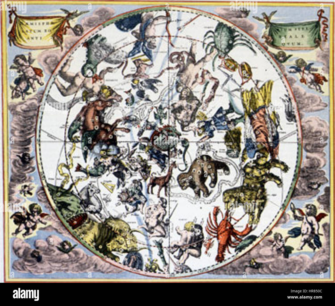 Le nord de l'étendue de l'harmonia Macrocosmica par Christoph Cellarius Banque D'Images