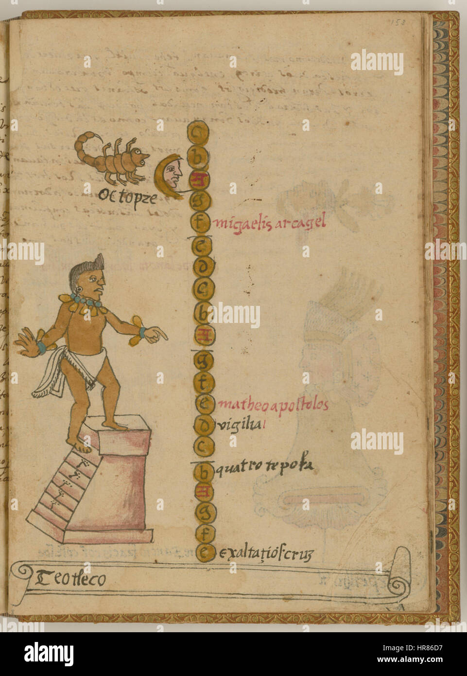 Teotleco, retour des dieux, le douzième mois de la BNM6713 Calendrier Solaire Aztèque Banque D'Images