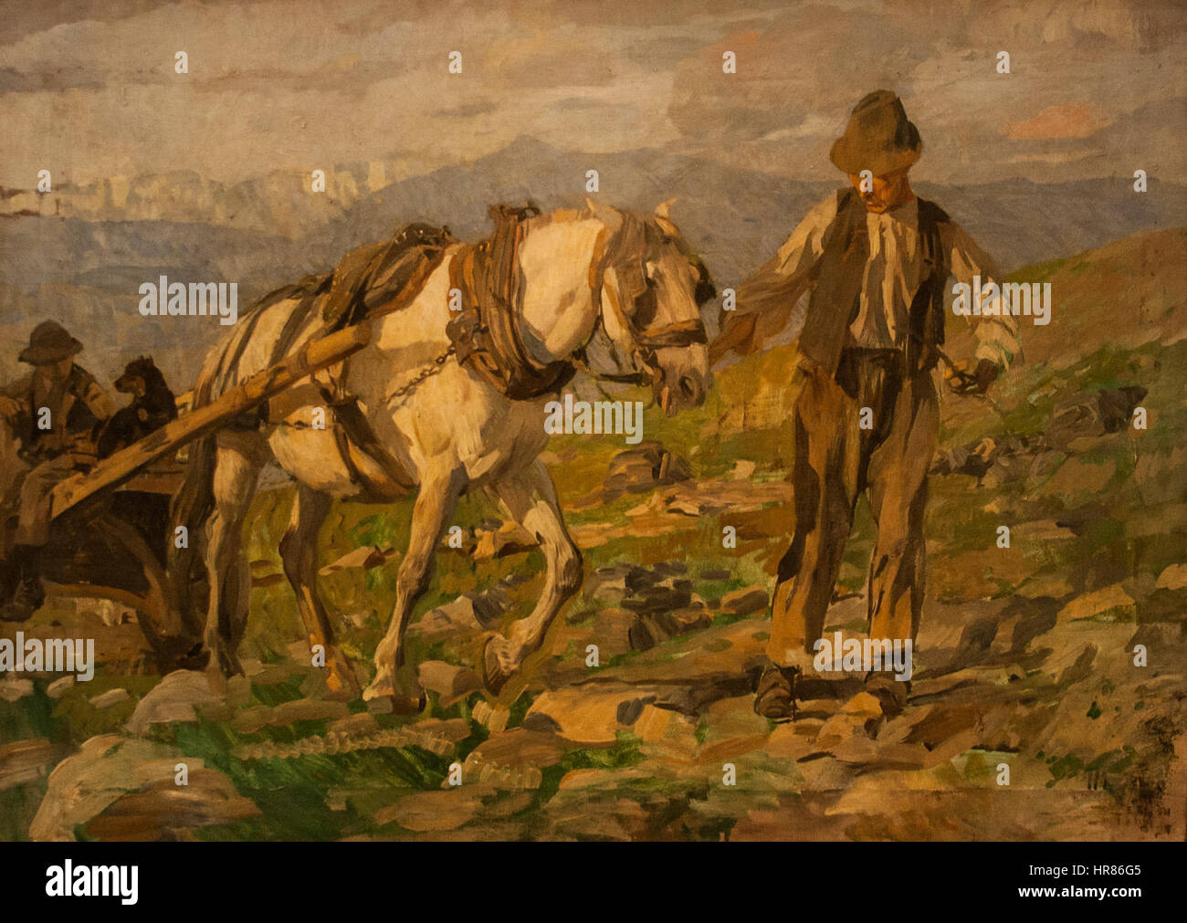 Cette œuvre de Tito à Asiago dépeint le dirigeant yougoslave de premier plan, Josip Broz Tito, dans un cadre lié aux événements historiques en Italie pendant la première Guerre mondiale la direction de Tito dans la résistance contre les puissances de l'axe est un thème central de ce tableau. Banque D'Images