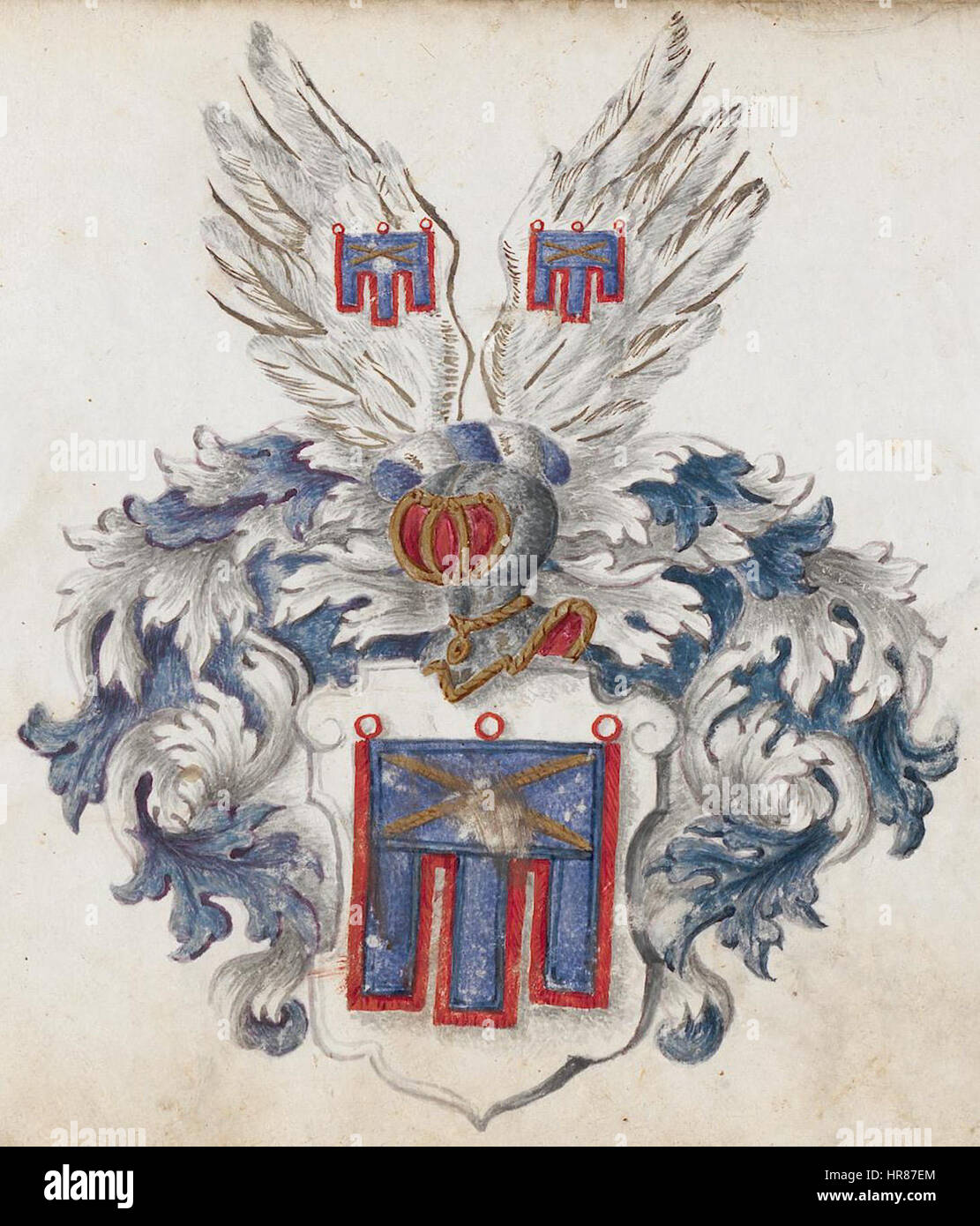 Le 'Stammbuch des Johann Christoph Ludwig Mieg' (Livre de famille de Johann Christoph Ludwig Mieg) de 1753 comprend une variété de dossiers familiaux et des détails généalogiques. Ce document historique est une ressource précieuse pour comprendre les structures sociales européennes du XVIIIe siècle. Banque D'Images