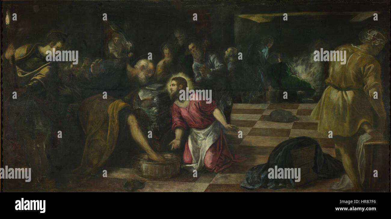 Tintoretto, Jacopo - le Christ lavant les pieds des disciples - National Gallery London Banque D'Images