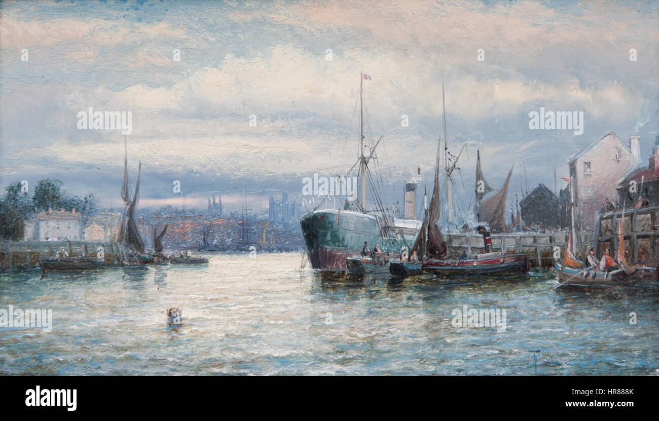 La Medway en contrebas de Rochester, une peinture de William Thornley, un artiste anglais. Banque D'Images