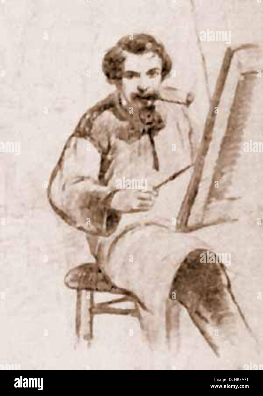 Vasily Timm, un artiste du XIXe siècle, dans un autoportrait. Banque D'Images