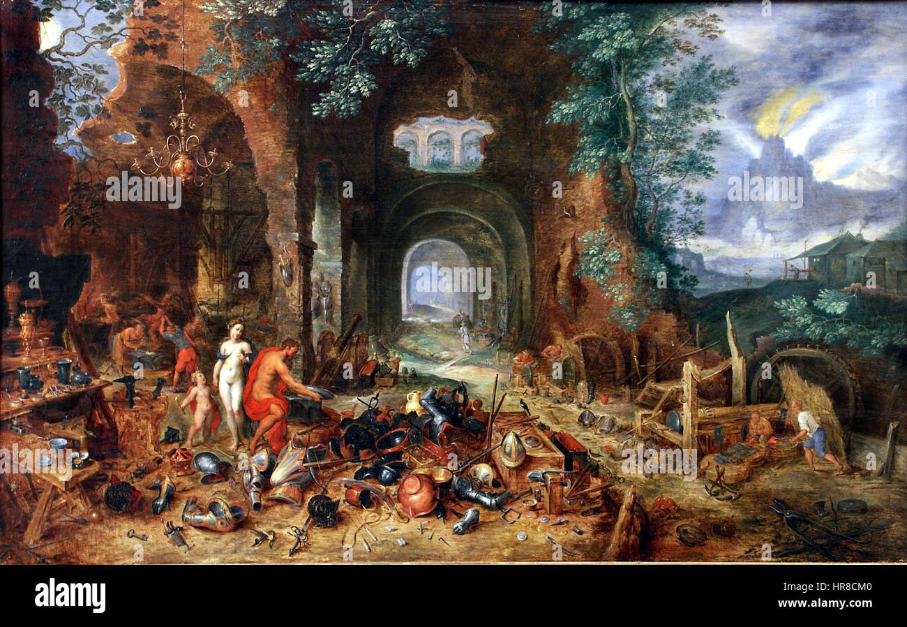 Atelier de Jan Brueghel l'ancien - Vénus à la Forge de Vulcain Banque D'Images