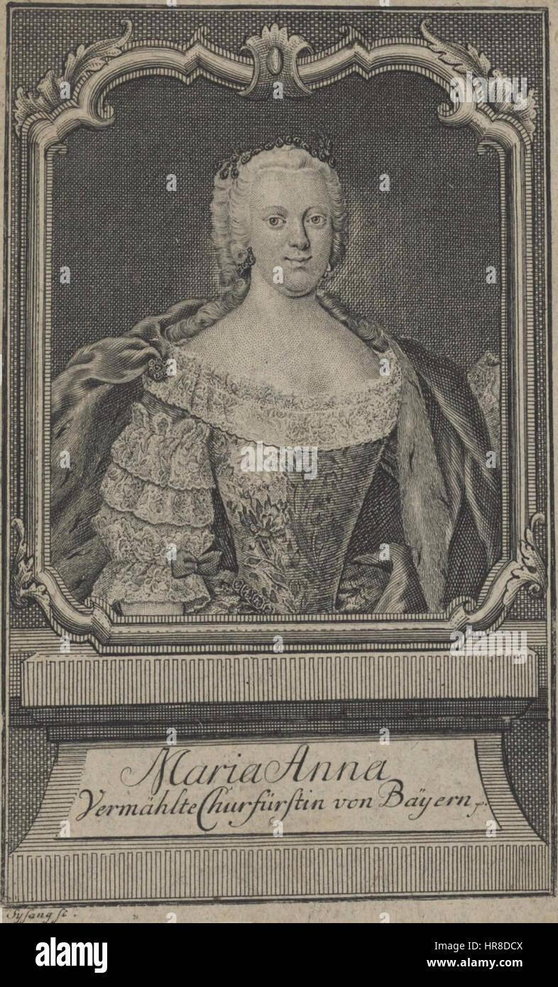 Maria Anna Sophia de Saxe, Électrice de Bavière, dans une gravure à l'eau-forte de Johann Christoph Sysang, vers 1747-1757. Banque D'Images