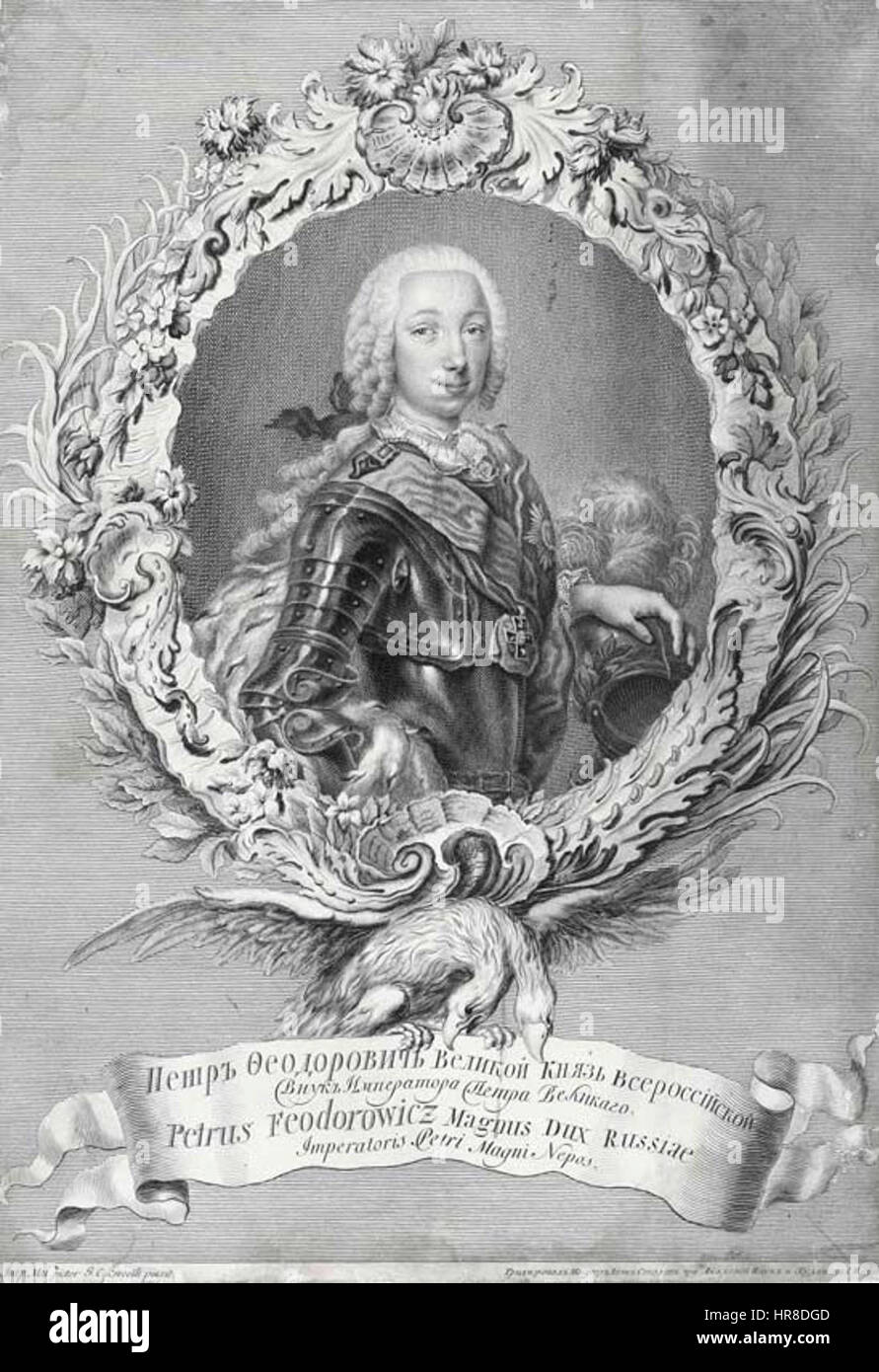 Ce portrait de Pierre III par Sokolov capture l'empereur russe d'une manière détaillée et historiquement significative. Le tableau représente le règne de Pierre III et son rôle dans l’histoire russe. Banque D'Images
