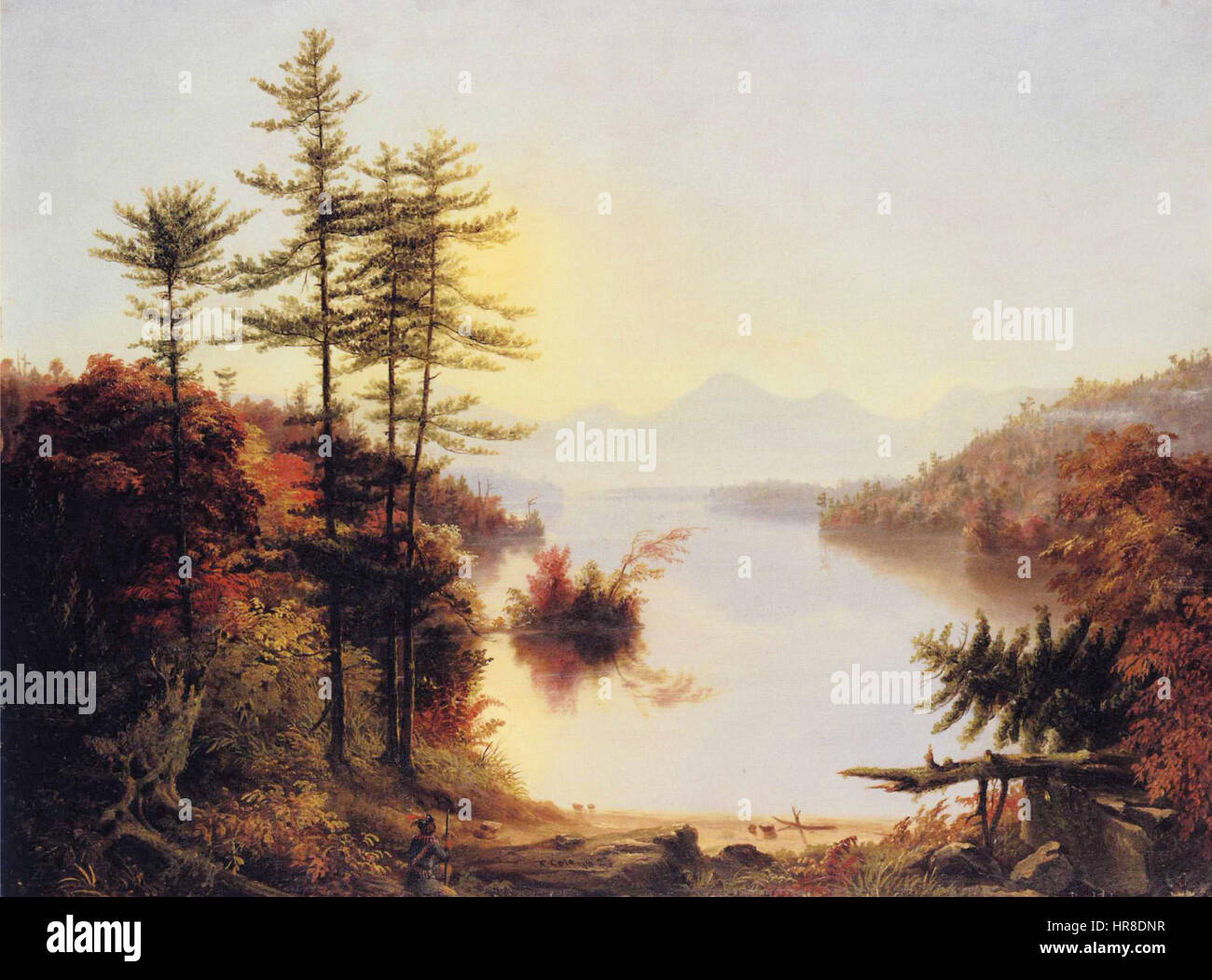 Thomas Cole - Vue sur le lac de Winnipiseogee Banque D'Images Thomas Cole - Vue sur le lac de Winnipiseogee Banque D'Images