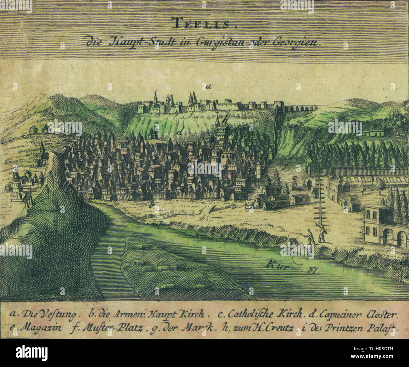 Tiflis, par Johann Baptist Homann 1734 Banque D'Images