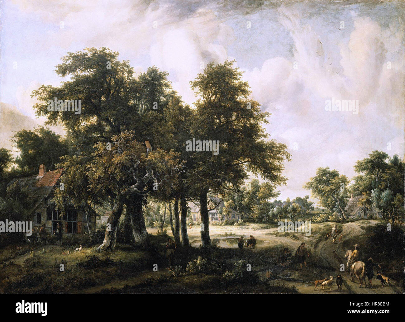 Paysage boisé avec Farmsteds Banque D'Images