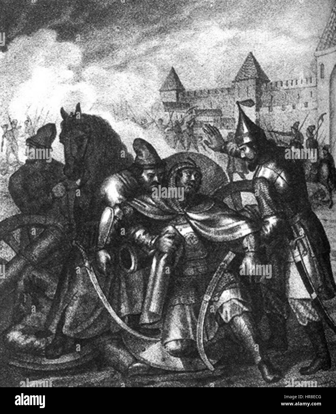 'Blessure de Dmitri Pozharsky' de Boris Chorikov dépeint un moment charnière de l'histoire russe. Pozharsky, un héros russe, est montré blessé pendant la période des troubles, une période de crise dans le 17ème siècle de la Russie, soulignant son rôle dans la défense de la Russie. Banque D'Images 'Blessure de Dmitri Pozharsky' de Boris Chorikov dépeint un moment charnière de l'histoire russe. Pozharsky, un héros russe, est montré blessé pendant la période des troubles, une période de crise dans le 17ème siècle de la Russie, soulignant son rôle dans la défense de la Russie. Banque D'Images