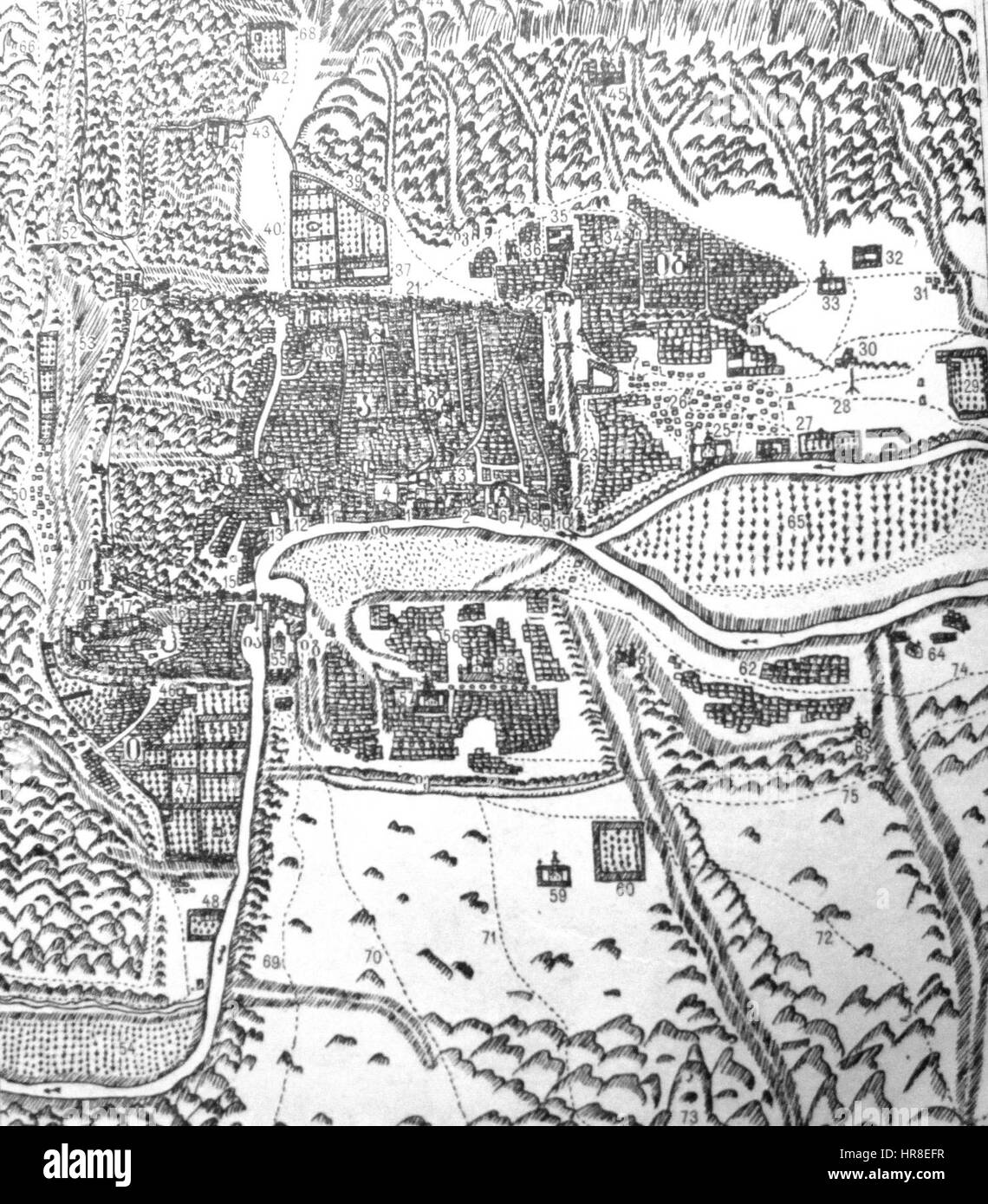 Plan de Tbilissi par Prince Vakhushti (modifiée). Banque D'Images