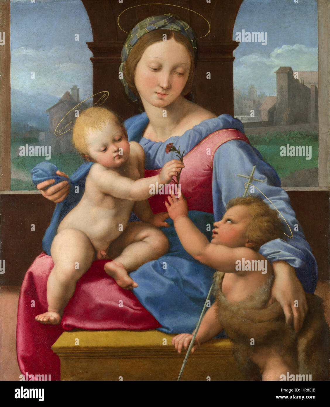 La Vierge Aldobrandini, une peinture de Raphaël, représente la Vierge Marie tenant l'enfant Jésus. Connue pour sa composition sereine et harmonieuse, elle reflète la beauté idéalisée de la haute Renaissance. Banque D'Images