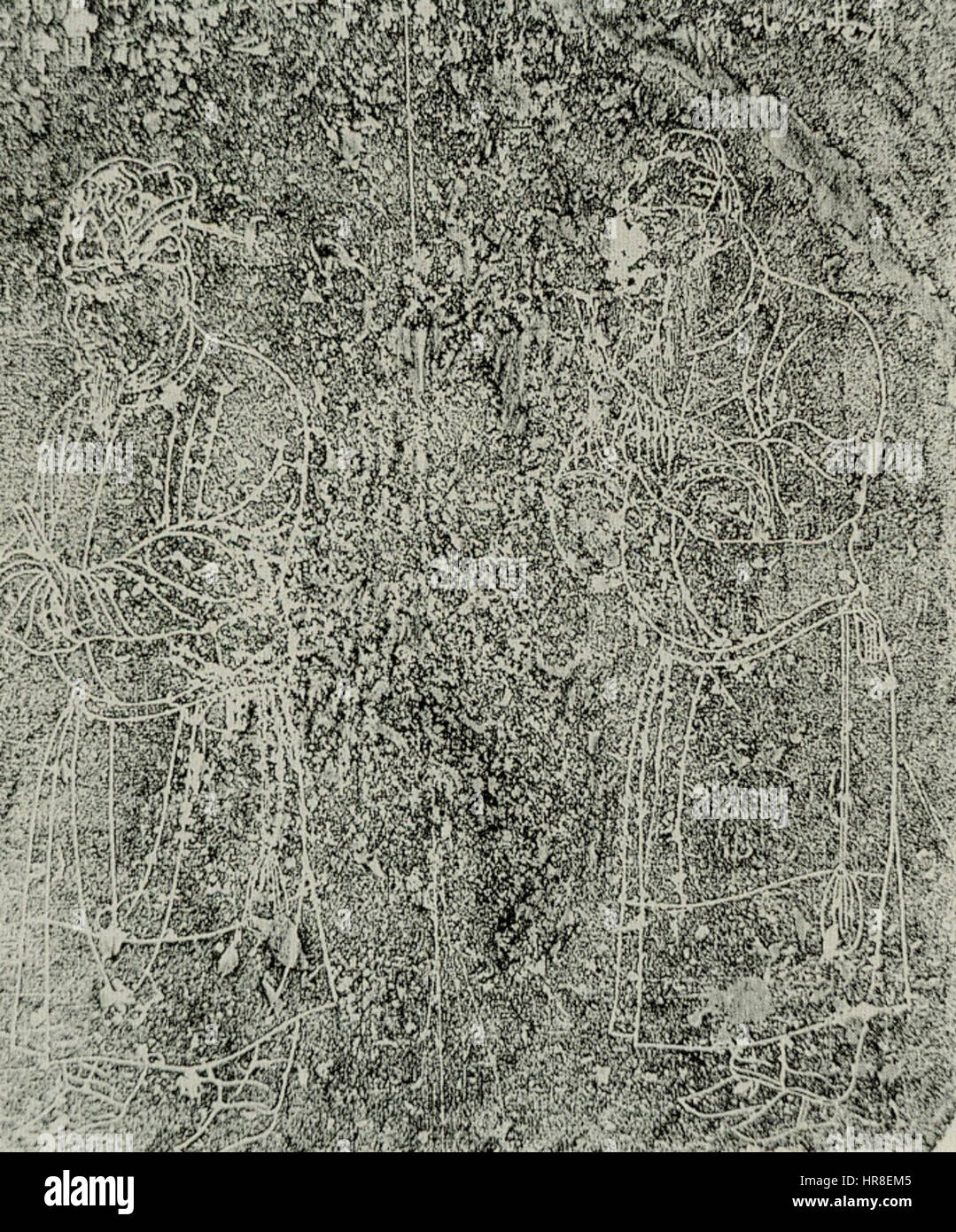 Cette œuvre est un frottement à l’encre d’une gravure au trait de Yan Liben, créée en 1090, représentant les « vingt-quatre fonctionnaires méritoires » dans le palais de Lingiang. Yan Liben était un artiste chinois de premier plan pendant la dynastie Tang, et ses œuvres dépeignaient souvent la vie de cour, les dignitaires et les événements historiques avec des détails complexes. Banque D'Images