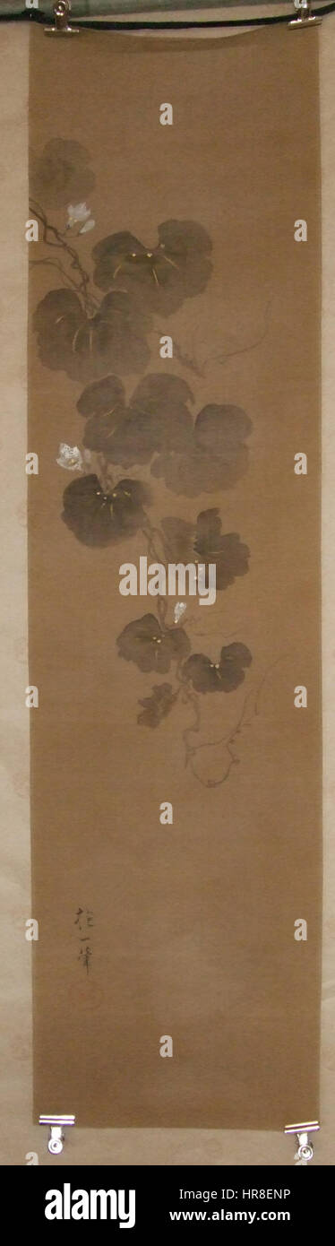 Wittig.collection.peinture.02.La floraison.gourd.vine.rinpa.school.signature.&.seal.de.sakai hoitsu..reference.image Banque D'Images